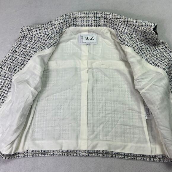 Chanel Tweed Jacket Women's 34 White & Blue Silk Blend Lining - Picture 7 of 15
